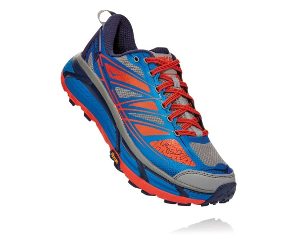 Hoka One One MAFATE SPEED 2 Mens UK - Royal / Red Trail Running Shoes - KQDHW7534